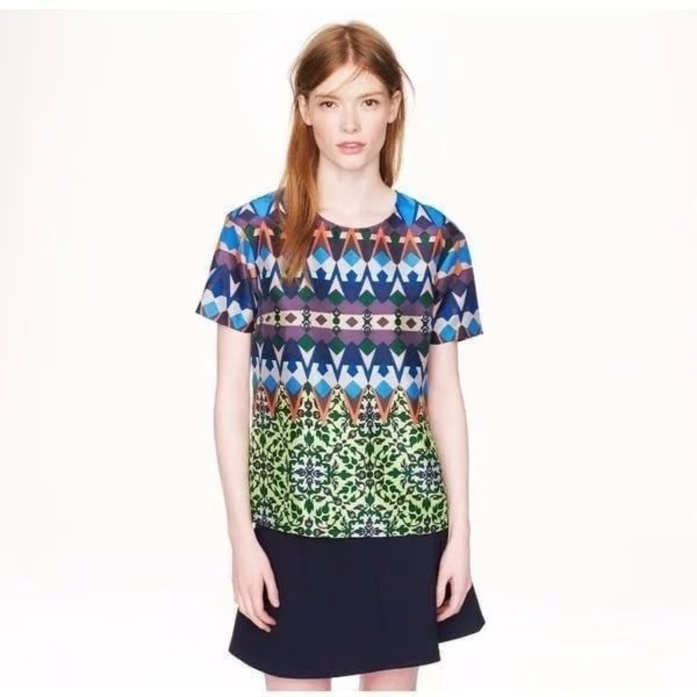 Jcrew • Silk Gemstone Geometric Blouse